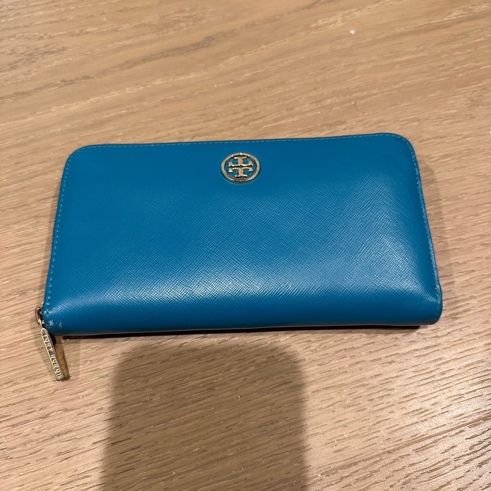 Tory Burch Teal Zip-Around Wallet